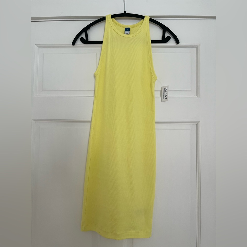 Old Navy Light Yellow Ribbed Midi Dress